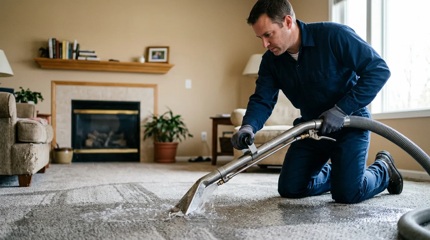Water damage restoration technician working near Latham, MO